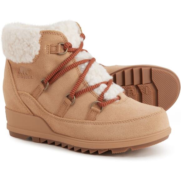 Sorel Shoes - Sorel Boots Womens 9 Evie Cozy Lace Up Wedge Booties Waterproof Suede NWT
